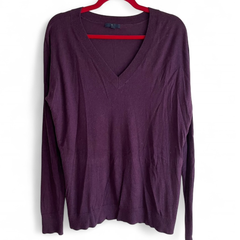 GAP Women's Deep Purple V Neck Sweater Size M